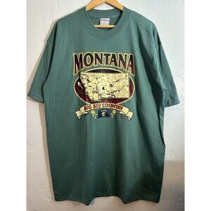 Vintage 90s Montana Big Sky Country Outdoor T Shirt Mens XL Green All sport